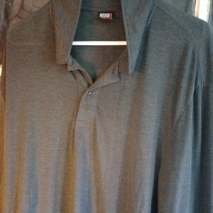 32 Degrees Gray Polo Long Sleeve Shirt